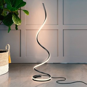 Brightech Allure Modern Dimmable Integrated LED Floor Lamp Matte Black : 38" Spiral, 3-Year Warranty, UL Listed - 1 of 4