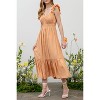 August Sky Women's Ruched Layered Ruffle Sleeve Midi Dress - 3 of 4