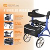 Rhythm Healthcare Crescendo Rollator 4 Wheel Walker with Backrest, Matte Blue - 2 of 4