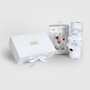 Baby Gift Set, Crib Sheet & Swaddle Newborn Gift Box, Woodland Theme - 1 of 4