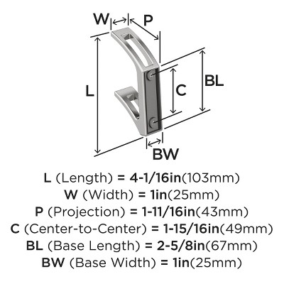 Chrome Double Prong Contemporary Metal Wall Hook