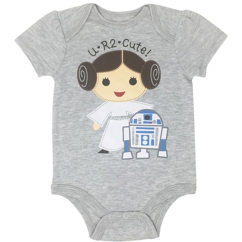 Star Wars C-3PO Princess Leia Chewbacca R2 D2 Baby Girls Bodysuit and Romper Newborn to Toddler, 3 of 8