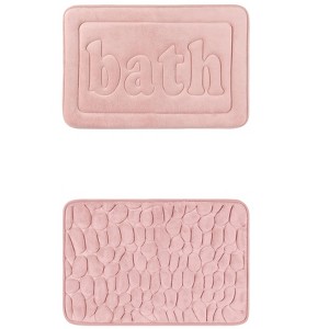 Unique Bargains 2Pcs Memory Foam Water Absorbent Quick Dry Non-Skid Bottom Soft Bathroom Rugs - 1 of 4