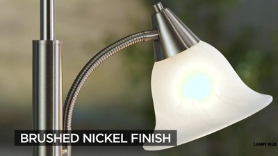 Sleek Brushed Nickel Multi-Head Torchiere Floor Lamp with Alabaster Shades