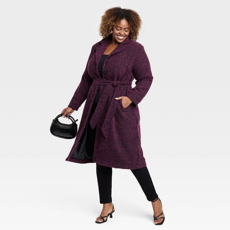 Women's Long Sleeve Faux Wool Pea Coat - Ava & Viv™, 3 of 4