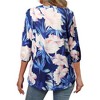 Nlife Women's Casual V Neck Floral Print 3/4 Length Sleeve Blouses Tropical Hawaiian Shirt Tops - 4 of 4