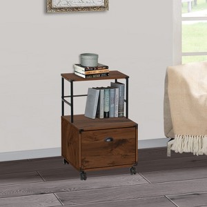 Saint Birch Bombay Mobile File Cabinet with 1-Drawer, Walnut - 1 of 4