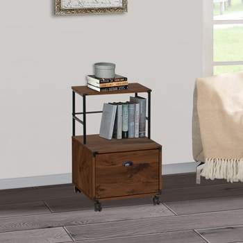 Saint Birch Bombay Mobile File Cabinet with 1-Drawer, Walnut