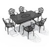(7-PC)Premium Black Cast Aluminum Patio Set - Weather-Resistant Outdoor Table & Chairs with Beige Cushions, Umbrella Hole Included - 3 of 4