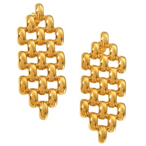 Mesh Drop Earrings for Women by Ginger Lyne Gold Stainless Steel Solid Non-Flexible Stud - 1 of 4