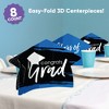 Big Dot of Happiness 8 Count Blue Graduation 3D Centerpiece Table Decorations, Freestanding Class of 2025 Grad Party Centerpieces - 2 of 4