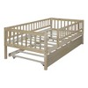 Okak Twin/Full Wooden Bed Frame with Trundle & Guardrails,Modern Platform Daybed for Kids Room,Bedroom,No Box Spring Needed - 4 of 4