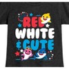 Girls' - Baby Shark - Red White and Cute Fitted Short Sleeve Graphic T-Shirt - 2 of 4