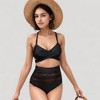 Anna-Kaci Swim Women's Wrap Bikini Top with Mesh High Waist Bottom for Sleek and Modern Two-Piece Swimsuit Look - 3 of 4