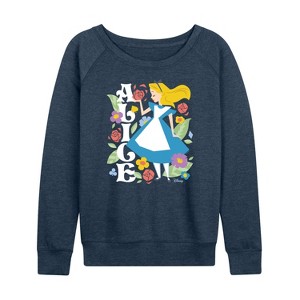 Women's - Disney - Alice in Wonderland Lightweight French Terry Wide Neck Long Sleeve Shirt - 1 of 4