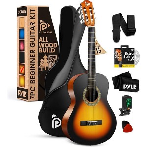 Pyle Classic Guitar Kit (PGACLS40SBD) - 34'' Acoustic, Sunburst Finish, Beginner Starter Kit - 1 of 4