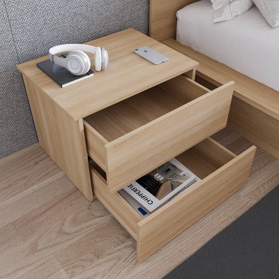Natural Blonde Oak 2-Drawer Modern Nightstand