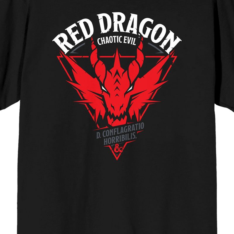 Dungeons & Dragons Red Dragon Men's Black Crew Neck Short Sleeve Graphic Tee, 2 of 4