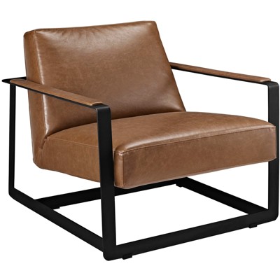 Seg Upholstered Vinyl Accent Chair Brown - Modway