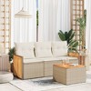 vidaXL 4 Piece Patio Sofa Set with Cushions - Beige and Cream With Table - 2 of 4