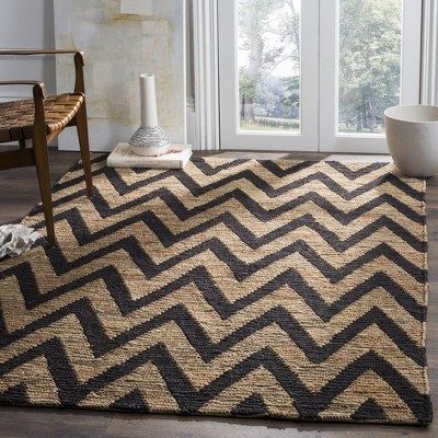 Handmade Black and Natural Jute 4' x 6' Area Rug