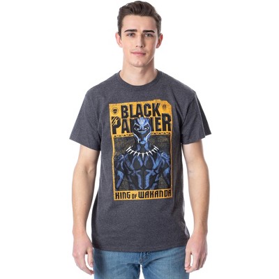 Seven Times Six Black Panther Men's Distressed King Of Wakanda Adult Heather T-Shirt Tee Grey