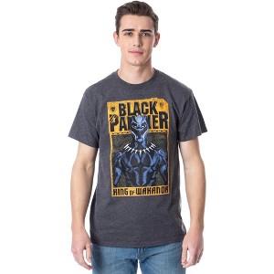 Seven Times Six Black Panther Men's Distressed King Of Wakanda Adult Heather T-Shirt Tee Grey - 1 of 4