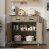 RISOKEYS Modern Farmhouse Kitchen Storage Cabinet,Floor Sideboard Buffet Storage, with 2 Drawers and 2 Doors,for Living Room, Dining Room - 2 of 4