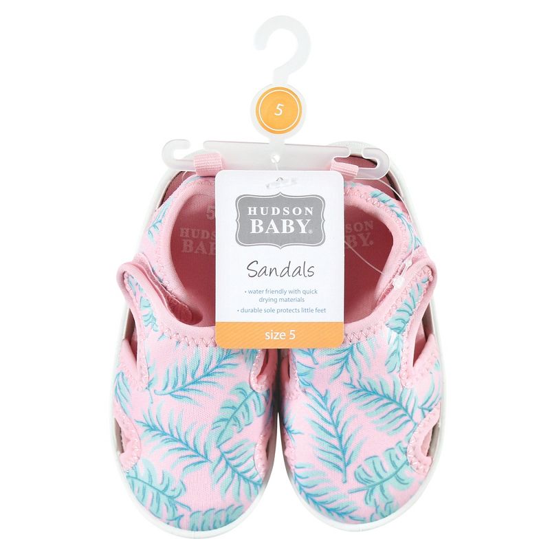 Hudson Baby Infant, Toddler and Kids Girl Sandal and Water Shoe, Pink Palm Leaf, 2 of 4