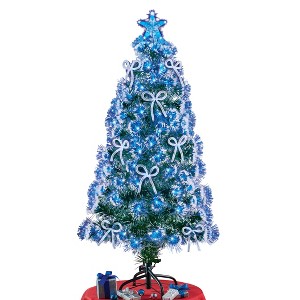 Collections Etc 47 Inch Blue Fiber Optic Christmas Tree with LED Bows 21 X 21 X 4 - 1 of 2