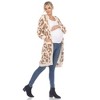 Maternity Leopard Print Open Front High Pile Fleece Coat -White Mark - 3 of 4