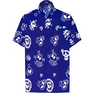 HAPPY BAY Men's Halloween Costumes Hawaiian Shirt Short Sleeve Button Down Shirt Mens Vacation Shirts Beach Tropical Shirts for Men Funny - 1 of 4
