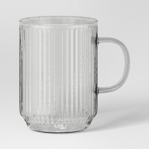 18.5oz Glass Ribbed Mug Black - Threshold™