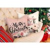 Pink Christmas Pillow Covers 18x18 Set of 4 Farmhouse Xmas Decorations Snowman Deer Joy Floral - 4 of 4