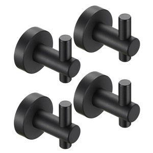 YIGII-Round Base Wall Hook With Screws Matte Black Hook, 4-piece Set, Suitable For Entry-level Shoe Cabinets, Wardrobes, Bathrooms, Bedrooms - 1 of 4