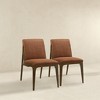 Vynxaria Orange-Brown Dining Chairs - Mid-Century Modern Upholstered Set of 2 - 3 of 4