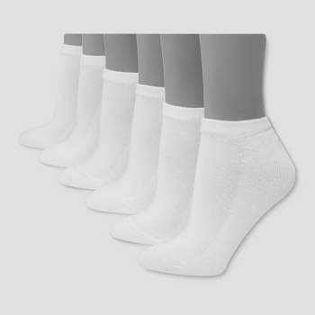Hanes Premium 6 Pack Women's Cushioned Crew Socks - White 5-9 : Target