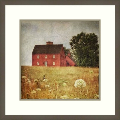 21" x 21" Red Saltbox by Dawne Polis Framed Wall Art Print - Amanti Art