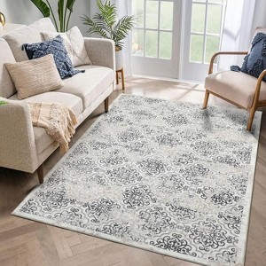 Area Rug 5'x7' Washable Living Room Accent Rug Indoor Vintage Distressed Carpet Low Pile Bedroom Office Dining Room Grey - 1 of 4