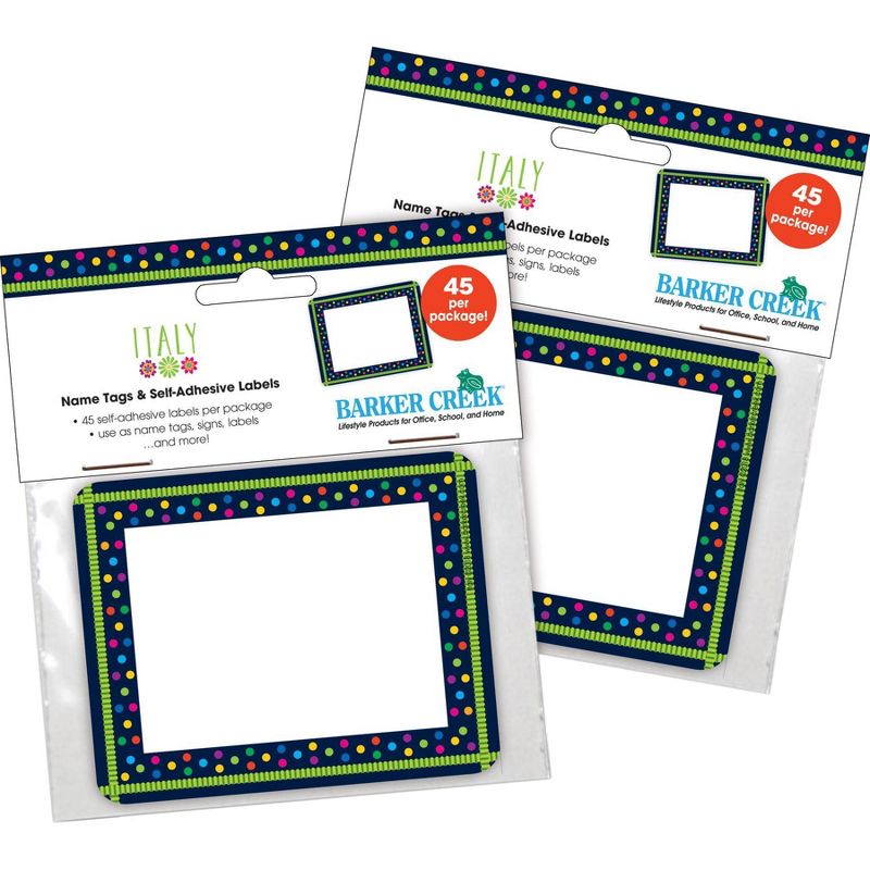 2pk 45ea Italy Self-Adhesive Name Tag Labels - Barker Creek: Versatile, Stylish, Classroom & Office Essential, 2 of 4