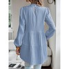 Womens Keyhole Smock Tops Vintage Flowy Peasant Blouse Tiered Boluse Lantern Sleeve Pleated Tops - 2 of 4