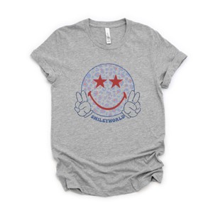 Simply Sage Market SmileyWorld Leopard Smiley Peace Sign Short Sleeve Tee - 1 of 4