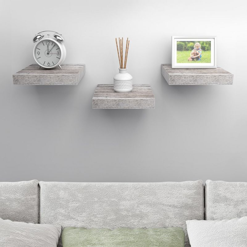 Set of 3 (9") Sorbus Square Floating Shelves with Invisible Mounting Brackets for Living Room Decor, Bedroom, Bathroom Decor, Home & Kitchen, 3 of 9