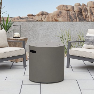Aegean 24" Round Mist Gray Steel Propane Fire Pit Table