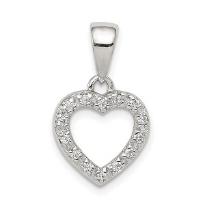 Black Bow Jewelry Sterling Silver and Cubic Zirconia Heart Shaped Pendant, 11mm - 1 of 4