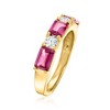 Ross-Simons 1.80 ct. t.w. Rhodolite Garnet and .31 ct. t.w. Lab-Grown Diamond Ring in 18kt Gold Over Sterling - 3 of 4