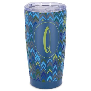 Elanze Designs Q Monogram Herringbone Arrows Wrap-Around Design 20 Ounce Stainless Steel On-The-Go Coffee Mug, Thermal Travel Tumbler with Leak - 1 of 4