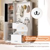 KWPZQEB Hall Tree with Shoe Cabinet and Mirrored Cabinet Door, 3-in-1 Coat Rack with Flip Drawer, 4 Hooks & Foldable Seat for Hallway, Entrance, White - 4 of 4