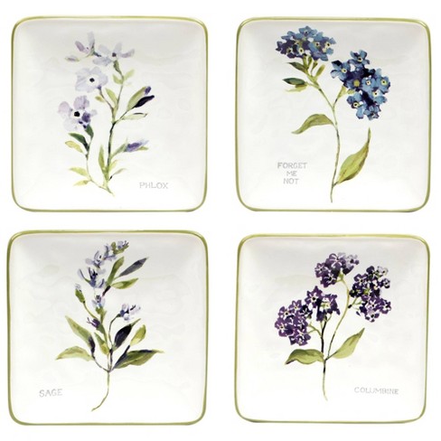 Set Of 4 Fresh Herbs Canape Plates - Certified International : Target