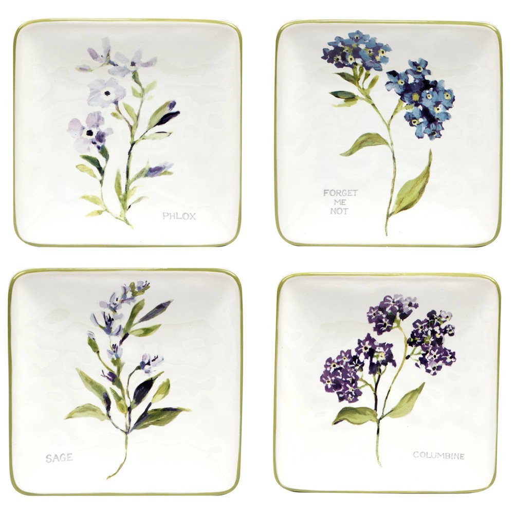 Photos - Other kitchen utensils Certified International Set of 4 Fresh Herbs Canape Plates  